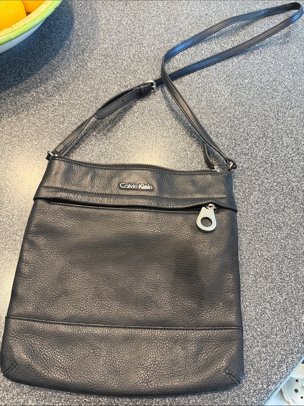 Calvin Klein Black Leather Crossbody Shoulder Bag